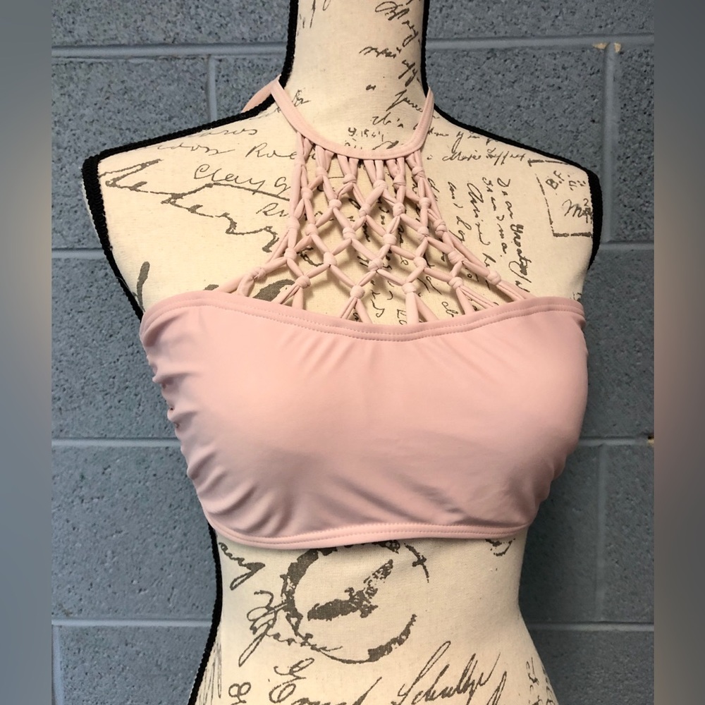 Charlotte Russe Blushing Braided Halter Bikini Top Size XL